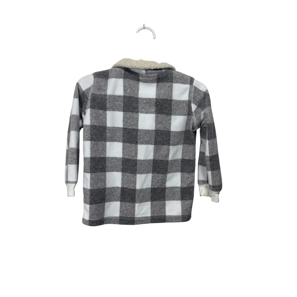 Carters Boys 24M Gray White Buffalo‎ Plaid Sherpa Collar Pullover Top Toddler